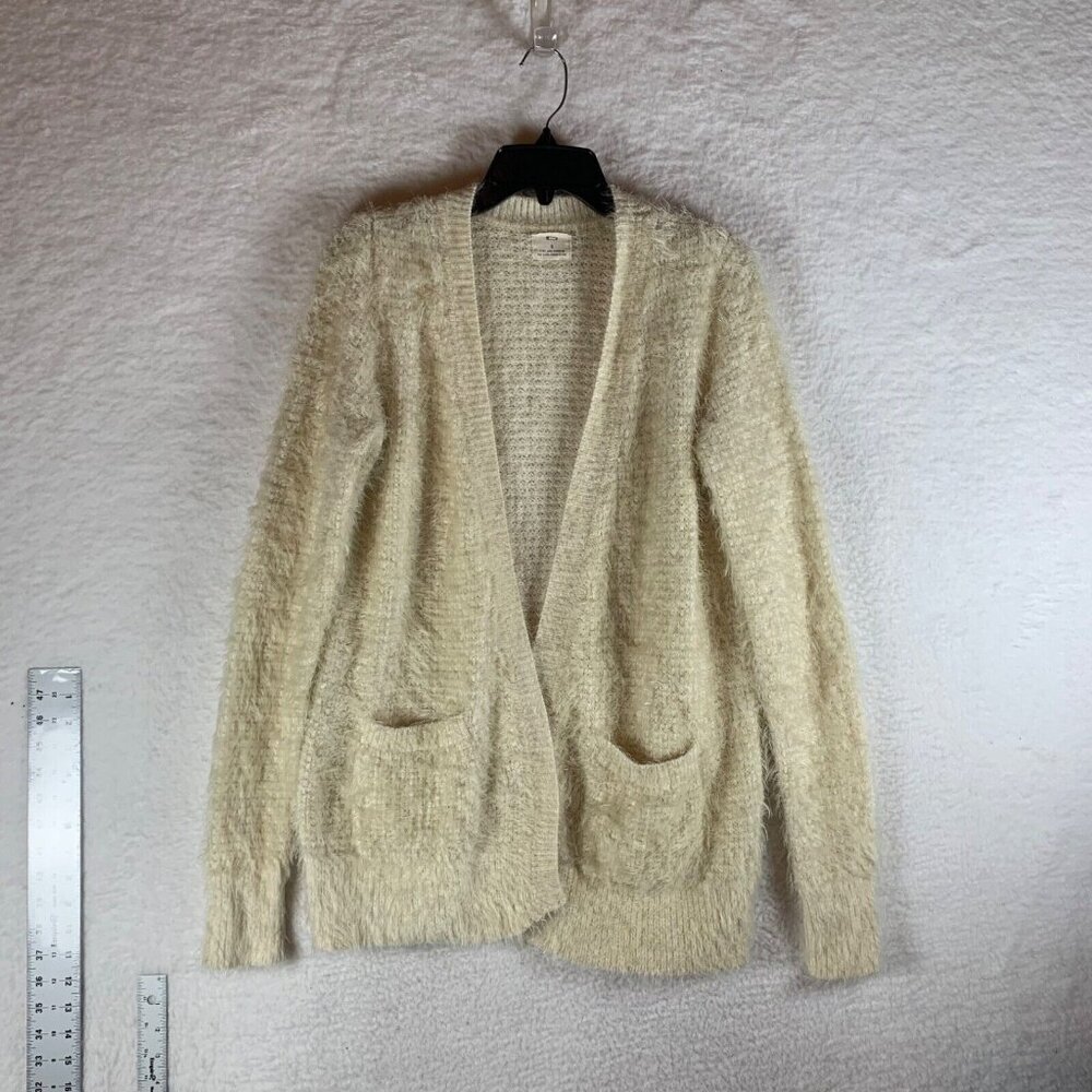 Pins and Needles Womens Open Front Oversized Cream Eyelash Cardigan Size S 10038